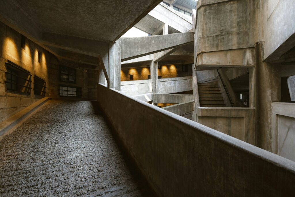 Concrete ramps and walkways at 1933 Old Millfun in Shanghai.